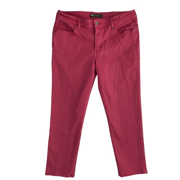 Levis Mid Rise Skinny Jeans Women's Size 12 W31 Pinkish Red Crop - Picture 1 of 10